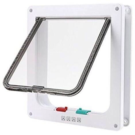Chatière Porte à 4 Positions Cat Mate Grande Blanc Porte Verrouillable pour Chat ou Chien Facile à Installer(23cmx 25cmx 5.5cm) (1/4)