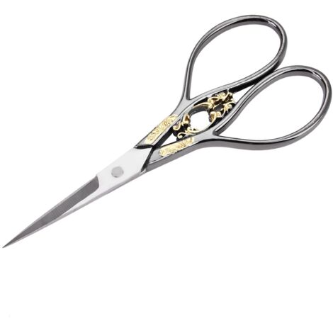 1 paire de ciseaux de tailleur en acier inoxydable, accessoires de couture et de bricolage pour la maison (noir avec motif doré) (1/5)