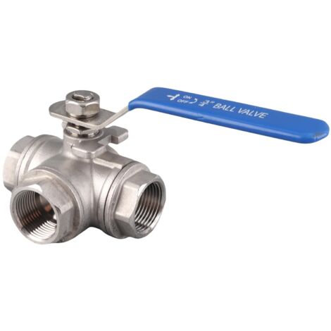 1 vanne à bille en acier inoxydable SUS304, trois voies, type T, filetage femelle 3/4" DN20 (1/5)