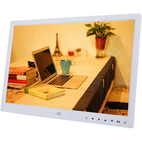 Cadre photo numérique tactile 15 pouces HD avec réveil et lecteur MP3/4 MP4 blanc