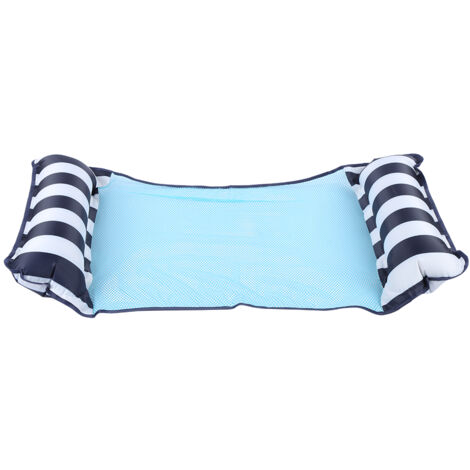 Lit flottant pliable à double usage, chaise longue, canapé, hamac avec filet pour piscine (bleu clair) (1/5)