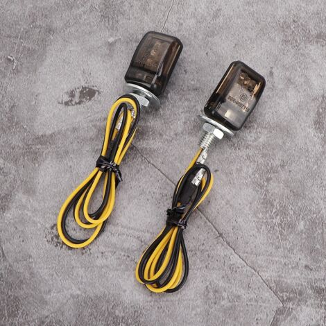 Lot de 2 mini clignotants LED jaunes universels pour moto (noir fumé) (1/5)