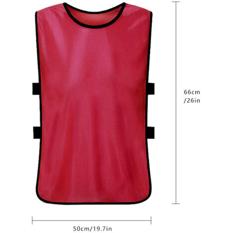 Lot de 12 maillots d'entraînement respirants pour adultes (football, basketball, etc.), rouges. (1/5)