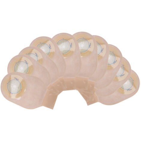 10 poches de stomie monobloc vidables, couvercle de stomie, ouverture de 20 à 60 mm (type clip) (1/5)