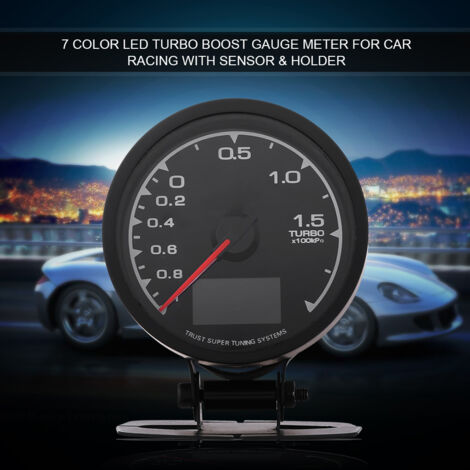 Manomètre de pression de turbo à LED 7 couleurs pour voiture de course avec capteur et support (1/5)