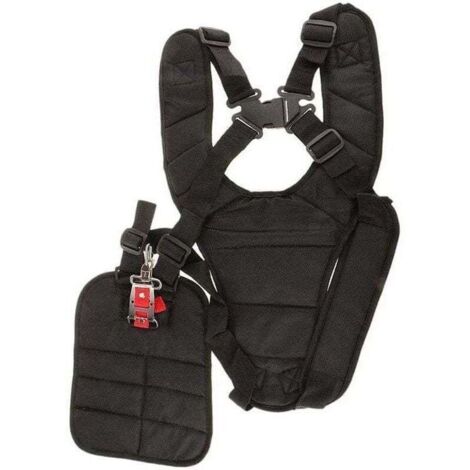 Harnais de sécurité rembourré pour débroussailleuse – Sangle ajustable – Nylon noir pour confort optimal – Réduction des tremblements (1/4)