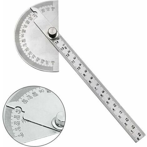0-180 Degrés Rapporteur D'angle à Tête Ronde, Multifonctionnel En Acier Inoxydable Protractor Angle, Rapporteur D'angle tête Ronde Ingénieur Protractor pour Peinture Dessin (1/4)