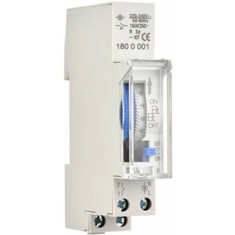 Minuterie mécanique de 24 heures Minuterie minimale de 15 minutes Montage sur rail Batterie intégrée, SUL180a AC220-240V Gris - SUL180a AC220-240V Gris (1/5)