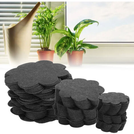 Lot de 150 coussinets de drainage pour pot de fleurs en forme de fleur, tapis respirants et perméables à l'eau pour pot de bonsaï, 5 cm, 7,5 cm, 10 cm, noir,DUBUNS (1/5)