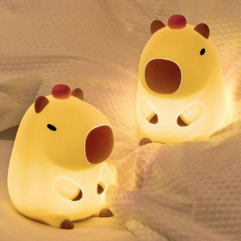 Veilleuse Capybara, lampe de chevet pour bébé Capybara, commande tactile, portable rechargeable à intensité variable 9,8 x 16,5 x 11 cm (1/5)