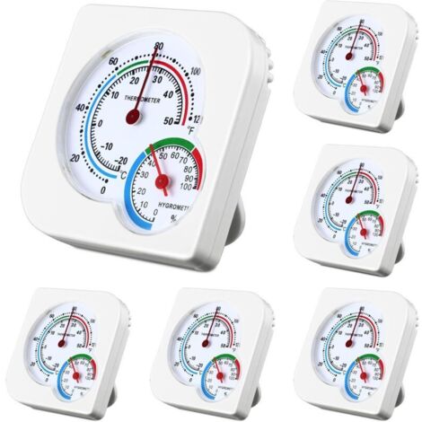 Lot de 6 thermomètres d'intérieur et jauge d'humidité d'intérieur - Mini thermomètre hygromètre de température et d'humidité avec pointeurs pour la maison, la chambre, la cuisine, la terrasse, la (1/5)
