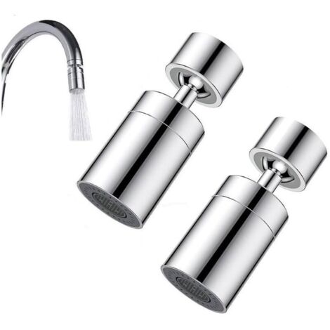 Lot de 2 aérateurs de robinet de cuisine universels, bec de robinet, aérateur de robinet pivotant, aérateur pivotant, bec de robinet de cuisine, robinet à jet de brise à 360 ° pour salle de bain et cu (1/5)