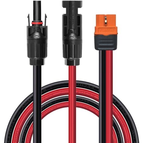 Câble de charge solaire, connecteur solaire vers adaptateur XT60i, câble de connexion de panneau solaire 12 AWG XT60i-F, compatible avec les centrales électriques portables EcoFlow DELTA (1,5 m) (1/5)