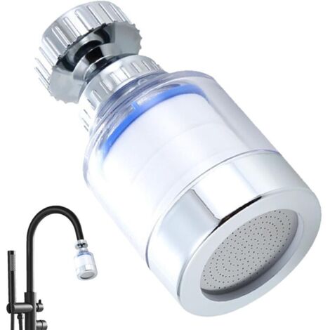 Robinet de filtre d'évier 3 pièces, filtre à eau rotatif à 360 degrés transparent élimine le chlore, le fluorure, les métaux lourds et l'eau dure, purificateur d'eau domestique multifonctionnel, filtr