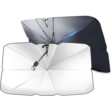 Pare-soleil avant pour voiture 2025 140 x 80 cm, pare-soleil portable pour voiture - Revêtement en titane - Protection UV, protection thermique, facile à installer, convient aux voitures, SUV et camio