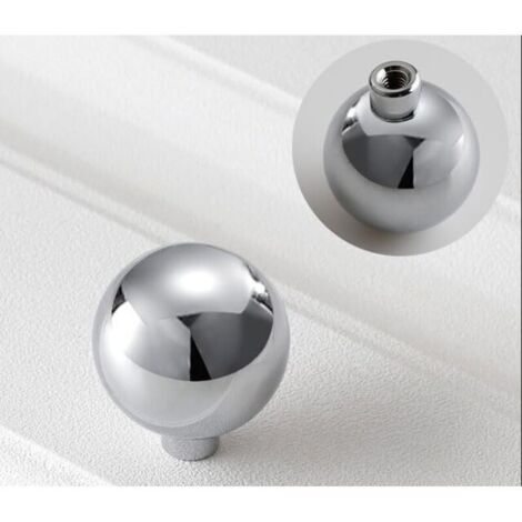 Lot de 5 boutons de tiroir chromés, boutons d'armoire, poignées de porte en forme de boule chromée, boutons de porte en zinc massif (1/5)
