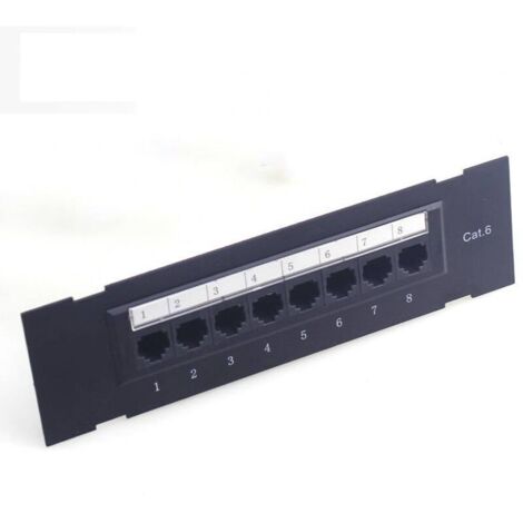 Panneau de brassage CAT6 à 8 ports, compatible avec les câbles CAT6 non blindés à l'arrière, câblage codé T568A/B pour câbles RJ45 / Montage mural Cat6 à 8 ports (1/3)