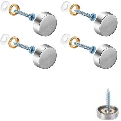 Lot de 4 vis décoratives pour miroir, capuchons décoratifs pour clous, vis décoratives en acier inoxydable poli pour miroirs, armoires ou meubles en verre(0,63"/16 mm) (1/5)