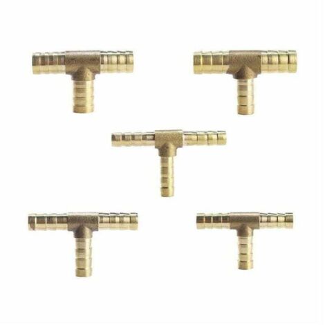 (8mm)5 Pièces Raccord en laiton de tuyau de carburant de manière à 3 voies en T pour tuyau de gaz à air comprimé,de (1/4)