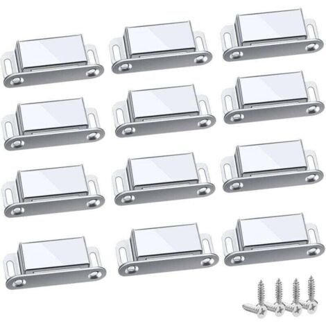 Loquet Magnetique, 12 Pièces Aimants loqueteaux magnétiques Placard Aimant Puissant Robuste Jusqu'à 6kg, Pour Tiroirs Porte de Douche Aimanté Armoire Placard, Cabinet, Meubles (45mm-12pc)-- (1/5)