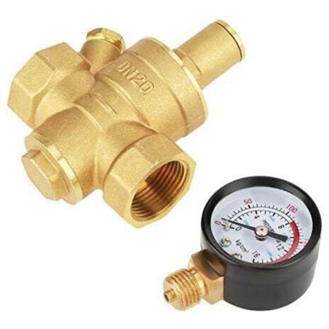 DN20 Vanne de réduction de pression d'eau réglable en laiton avec Manomètre Compteur de pression,Réducteur de pression, (1/5)