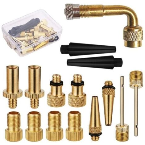 Kit adaptateur de valve de vélo SV AV DV, kit adaptateur de pompe à pneu de vélo, buse de gonflage (1/4)