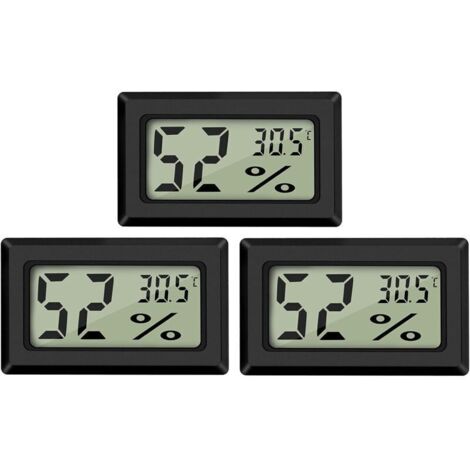 Mini Digital LCD Thermomètre Hygromètre Température Humidité -5070℃ 10%99% RH Thermomètre Portable Thermo Hygromètre Indicateur pour Bureau Cuisine Humidors Incubateurs Reptiles (3 PCS ）