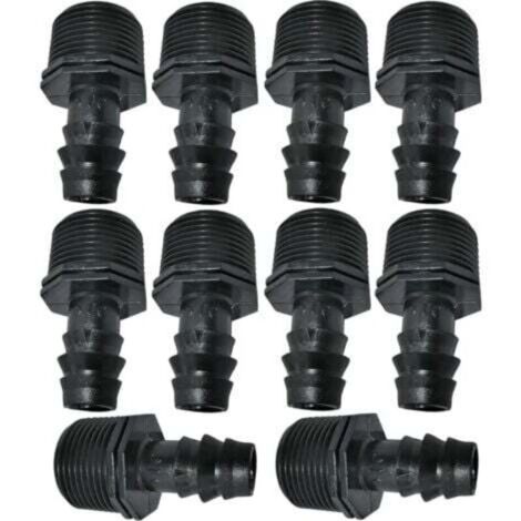 16 mm x 3/4" Tropfschlauchadapter/-verbinder mit Außengewinde (für 16-mm-Schläuche) – Anschluss für Bewässerungs-/Sprinkleranlagen (1/4)