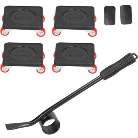 Déménageur Meubles, 5PCS Lève Meubles à Usage Intensif Ensemble D'outils pour Déménageurs Curseurs avec 4 roulettes à Double Roulement roulettes Rotation à 360 Degrés Chariot Meubles Capacité 400 kg (1/5)