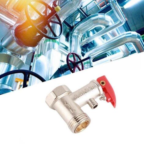 1Soupape de sécurité pour chauffe-eau laiton nickelé 0.9MPa G1/2in-- (1/5)