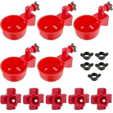 10pcs Abreuvoir Poulet Eau Tétine Poule avec Vis Volailles Distributeurs Automatique Buveur De Volaille Bol à Boire Plastique pour Poulet Canards Oiseaux (1/5)