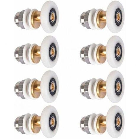 8 Pièces Roulette Porte Douche Roulettes de Porte Coulissante Cabine de Douche Porte Poulies Roue de Rechange pour Rouleau avec Diamètre de Roues 25mm (1/5)