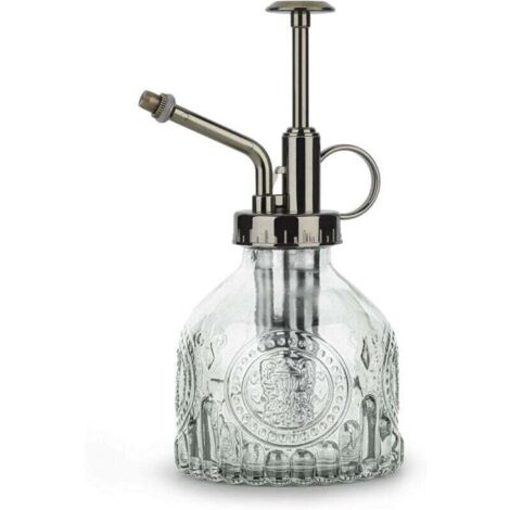 Vintage-Gießkanne aus Glas, 16,5 cm hoch, mit Pumpaufsatz, auslaufsicherer Düse mit feiner Zerstäubung für Gartenpflanzen, Blumen und Reinigungsmittel – Weiß (1/5)