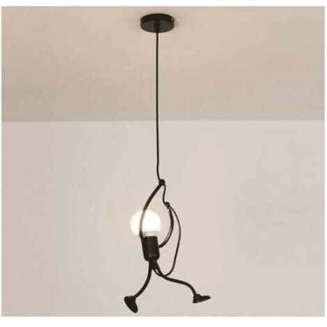 Suspension créative en métal noir pour chambre d'enfants – Lampe suspendue 26cm de diamètre – Hauteur réglable 140cm – Culot E27 (1/5)