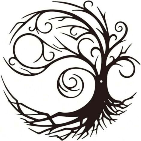 Art Mural en Métal,Décoration Murale Silhouette arbre de vie Art Déco,Convient pour Salon,Jardin,Chambre,30x30cm (1/5)