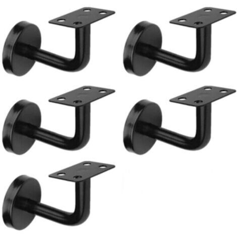 Lot 5 Supports de Main-Courante d'Escalier Noir, Supports de Rampe d'Escalier en Acier Inoxydable, 60x80 mm, pour Rampes d'Escalier, Appui ou Balustrade Intérieure et Extérieure (1/5)