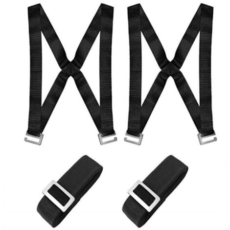 Sangle Demenagement, Sangle de Levage Aide au Déménagement pour Piano et Transporter Meuble Lourd, 2,8m Sangle Portage Noire(2 Harnais + 2 Sangles) (1/5)