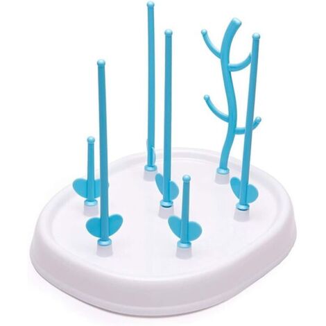 Egouttoir Biberons, Support de Séchage pour Biberon de Bébé, Egouttoir à Biberons Arbre, Egouttoir Bouteille, Egoutte Biberon Arbre, pour Biberons, Propre et Hygiénique(Bleu Blanc) (1/5)