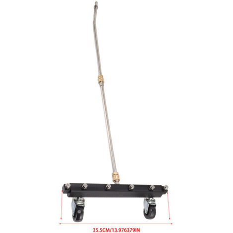 Nettoyeur de train de roulement pour nettoyeur haute pression avec 6 buses 2 baguettes d'extension sous le balai d'eau de voiture avec roue pivotante 4000 psi arroseur de chssis de voiture noi (1/5)