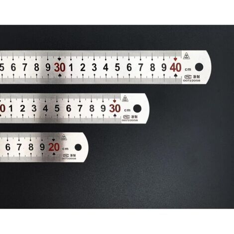 Lot de 3 Acier inoxydable Règle 40cm, 30cm, 20cm, Règle Inox avec Métrique et Impérial Double Face pour la Menuiserie et le Maquettisme, la Peindre et la Mesure (1/5)