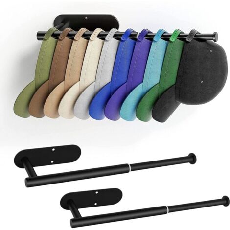 Lot de 2 supports muraux rétractables en acier inoxydable pour casquettes de baseball, peut contenir 20 casquettes, support mural percé/adhésif puissant pour porte de placard, chambre (1/5)