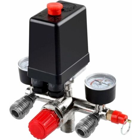 – Compresseur d'air avec pressostat et vanne de contrôle – Gamme de pression 90-125 psi – Manomètre 0-180 psi – Installation facile (1/5)