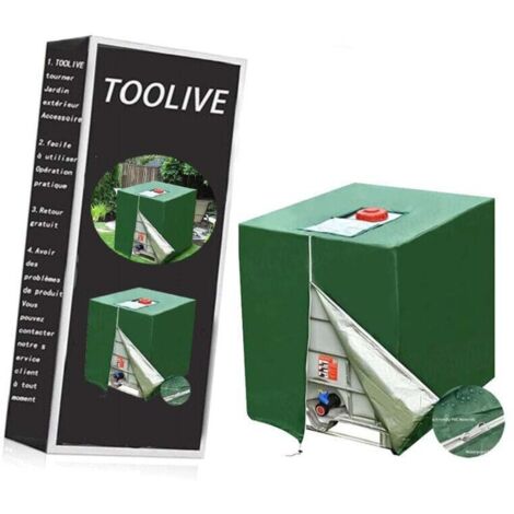 Bache pour Cuve 1000L, Bâche de Protection Solaire pour réservoir d'eau de Pluie IBC, Anti-poussière Anti-UV, Housse de Protection, bâche de Protection vert (116 x 100 x 120 cm) (1/5)