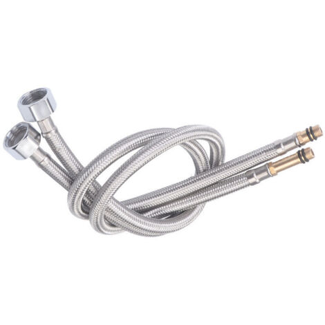 Tuyau D'ArrivéE D'Eau Tressé à Pointe Unique En Acier Inoxydable, Pour Eau Chaude Et Froide(2pcs) (1/5)