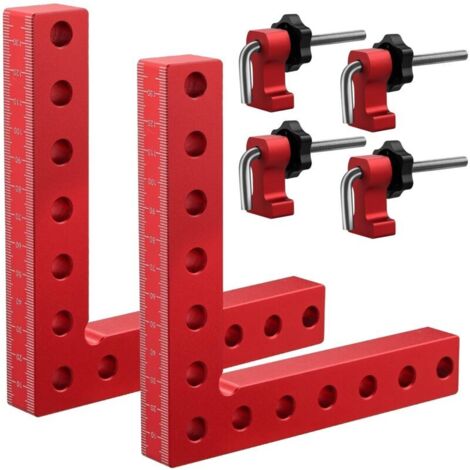 Ensemble de 6 pièces de support de positionnement en forme de L de 14 cm avec pince de joint en alliage d'aluminium à angle de 90 degrés pour outils de menuiserie, utilisé pour les armoires, les cadre (1/5)