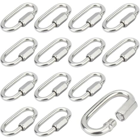 12 Pièces Mousqueton a Vis M5 Maillon Rapide en Acier Inoxydable 304 Mousqueton à Verrouillage avec Capuchon à Vis Mousqueton Fixe pour Connecter des Cordes Chaînes Gréement (1/5)