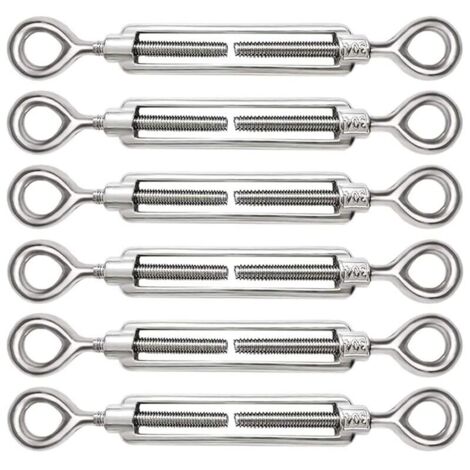 6 Pièces Tendeur Cable M5 Tendeur Cable Inox 304 Réglable Oeil de Ridoir et Oeil pour Tendeur de Fil Cable Acier Corde Crochet Tendeur Accessoires (1/5)