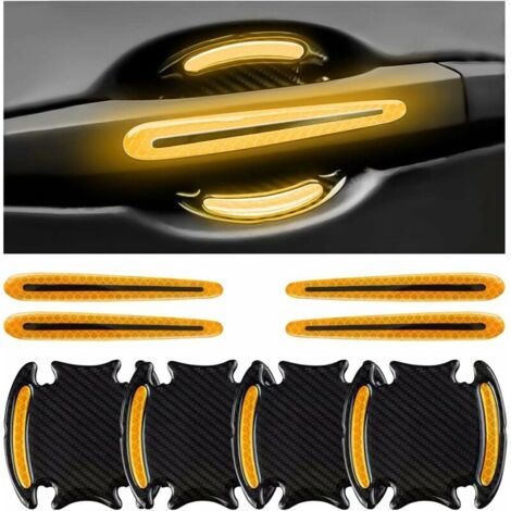 8 PCS Protection Anti-Rayures pour Poignée De Porte Voiture,Film Autocollant Poignée Portière Voiture,Autocollants 3D pour Poignée De Portière(Jaune) (1/5)