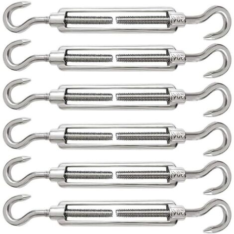 6 Pièces Tendeur Cable M5 Tendeur Cable Inox 304 Réglable Crochet de Ridoir et Crochet pour Tendeur de Fil Cable Acier Corde Crochet Tendeur Accessoires (1/5)