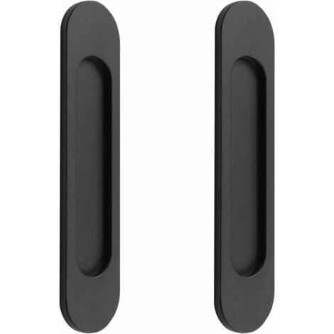 Poignée de porte coulissante ovale autocollante, sans poinçon, adaptée aux portes de grange coulissantes, fenêtres, placards (18 cm noir) (1/5)